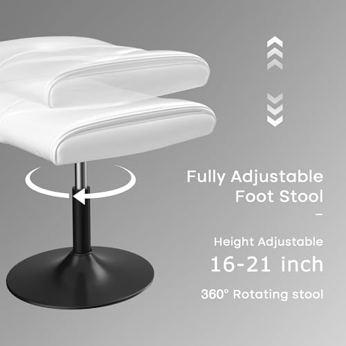 VECELO Office Foot Rest Under Desk Ottoman, Height Adjustable, White