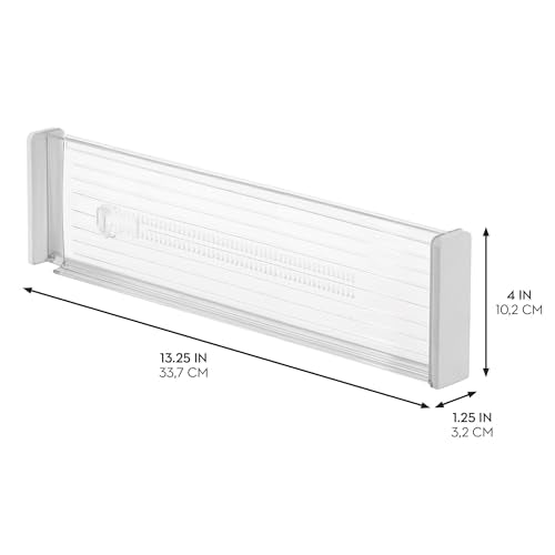 iDesign Plastic Adjustable Deep Drawer Dividers, Set of 8, Clear