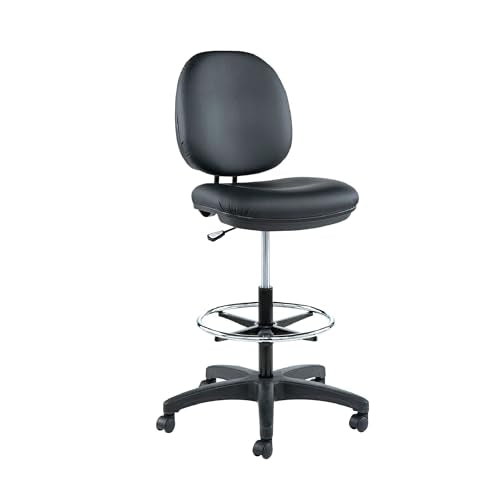 Alera Interval Series Swivel Task Stool, PVC-Free Faux Leather, Black