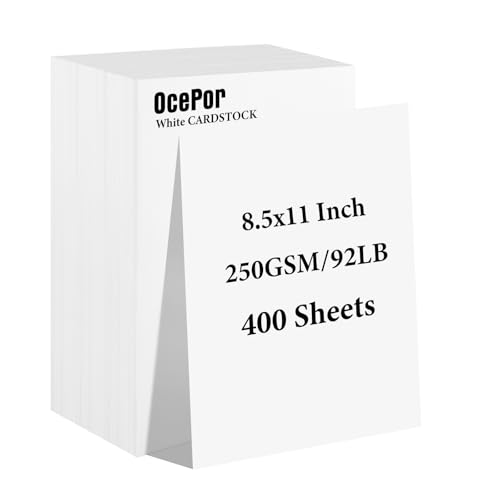 400 Sheets White Cardstock 8.5x11, 92lb Card Stock Construction Print Paper