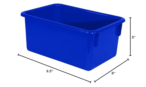 Wood Designs Cubby Storage Bin, Heavy Duty Plastic Containers for Kids Blue Cubby Tray Set of 20