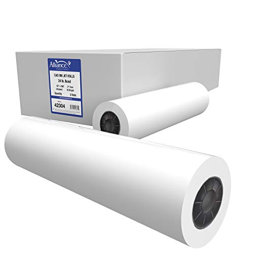 Alliance Wide Format Paper Rolls CAD Bond (24lb | 2 Rolls, 42 In x 300 Ft | 2" Core)