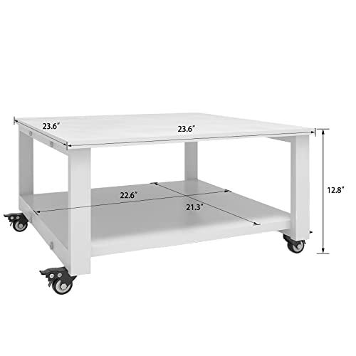 Natwind 2 Tier Laser Printer Stand, 24''x24'' Large Printer Table, White