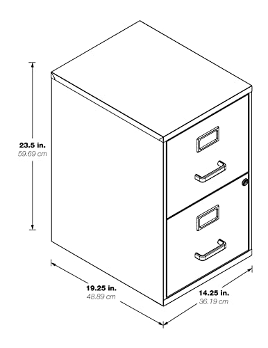 OSP Home Furnishings 2 Drawer Locking Metal File Cabinet, Black