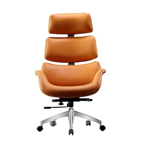Executive Office Chair, Classic Boss Office Chair, Traditional Wingback Faux Leather Executive Desk Chair, Tufted Back and Nail Head Trim High Back Desk Chair for Home and Office ( Color : Brown )