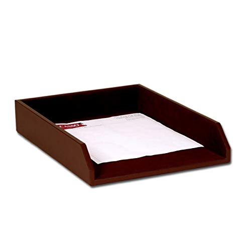 Dacasso Chocolate Brown Leather Letter Tray, Legal Size