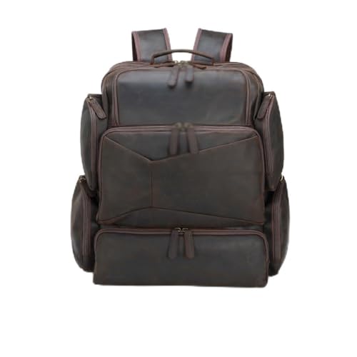 VCDUXMQLK Retro Travel Backpack Men's Genuine Leather Computer Bag Outdoor Large Capacity