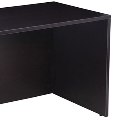 Benzara REO Credenza, 66 Inch Rectangular Top, Panel Legs, Mocha Brown Wood