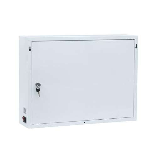 Bpatoimsx Secure and Convenient 12 Slots Cell Mobile Phone Metal Storage Cabinet Lockers with Charger Charging Station Cabinet and Key Lock White - Ideal for Students and Employees or Police Station