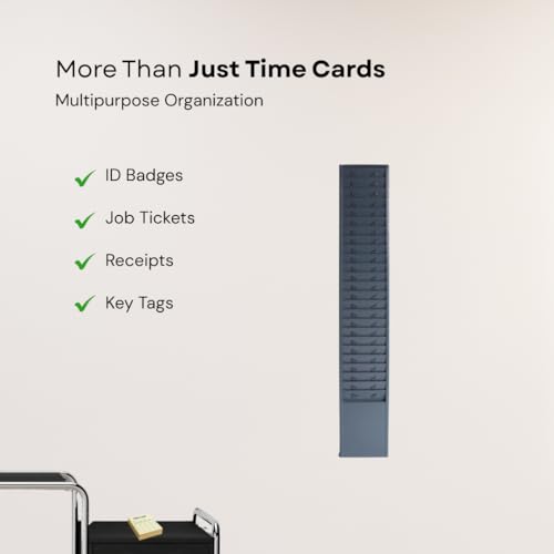 25-Slot Metal Wall Organizer Employee Time Card Rack, Fits 3.5-4.5in Cards