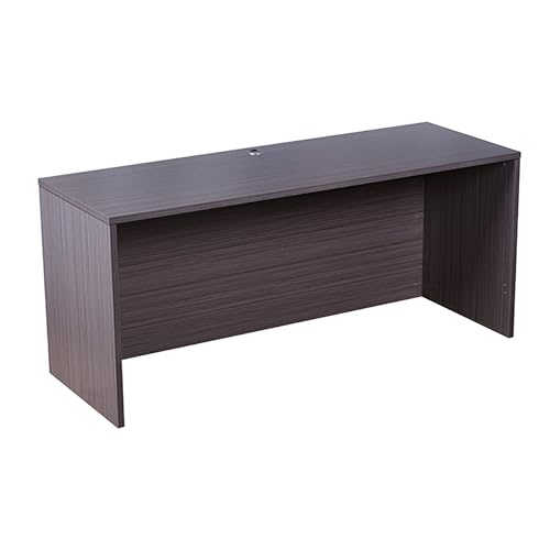 Benzara Jeny 71 Inch Office Credenza Shell with Modesty Panel, Driftwood Gray