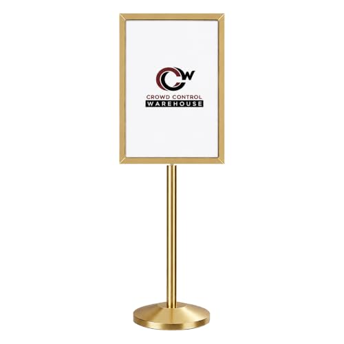 CCW 22 X 28 Inch Vertical Pedestal Floor Sign Frame, Polished Brass