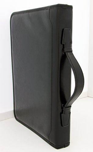 Noda Conference Folder A4 Italian Folder Leather Ring Binder A4 Clipboard with Handle (Black)