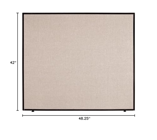 Global Industrial Office Partition Panel, 48.25" W x 42" H, Tan, 1-3/4" Thick, Flame Retardant to California 117 Standard, Adjustable Leveling Feet