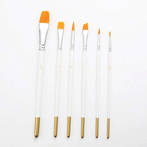 HBJWOV 6Pcs/Set Wooden Handle Watercolor Paint Pen Paint Brushes Supplies Drawing Art White Painting Art Nylon Hair Multi-Function