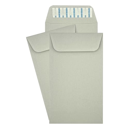 Cashier Depot #7 Coin & Money Envelopes, Open End, Peel & Seal, 3-1/2" x 6-1/2", 24 lb Paper, Made in USA, 50 Count (250, Gray (Peel &Seal))