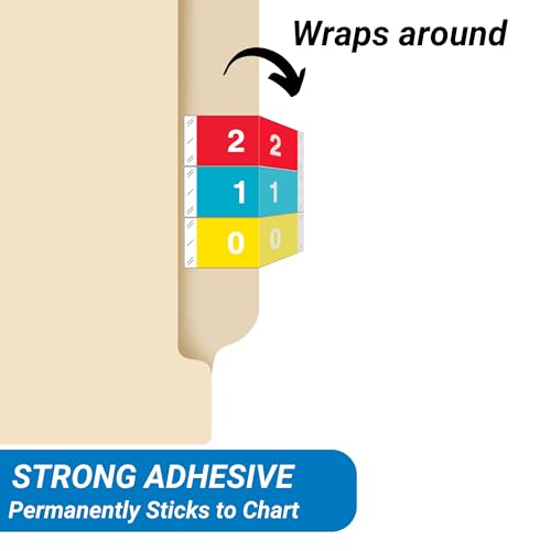 Doctor Stuff - File Folder Labels, Complete Set of Numbers 0-9, Tabbies 11850 Match - CBNM Series Chart Stickers, 1/2" x 1-1/2", 1 Each of 10 Rolls, 500/Roll