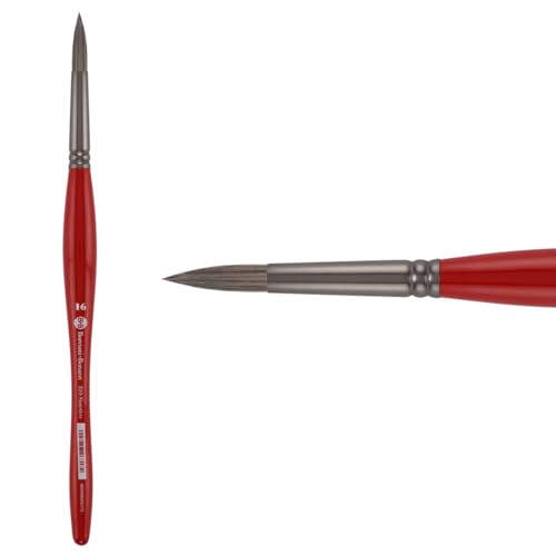 Borciani e Bonazzi Unico Silver Synthetic Series 810 Paint Brush, Round 16 - Medium Handle Paintbrush Handcrafted in Italy, Cruelty-Free, Acrylic, Oil, Watercolor