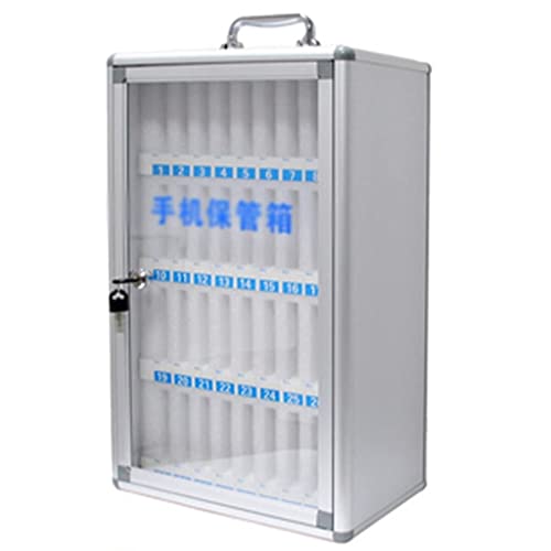 Aluminum Alloy Pocket Chart Cell Phones Storage Cabinet for Cell Phones,Wall-Mounted with A Locked,Can Be Carried by Hand for Office Classroom Factory (Color : Silver, Size : 36)