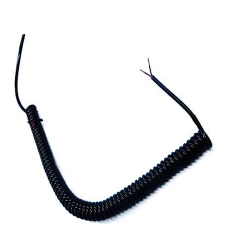 Coiled Mains Flex Curly Spring Cord 2 Core 22AWG Cable Stretch 1M to 10M