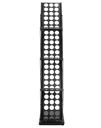 QWORK Magazine Brochure Display Rack Stand, 4 Pocket Foldable Literature Catalog Rack Book Holder Tradeshow Display Stand, for Office Store and Exhibition Trade Show (Black)