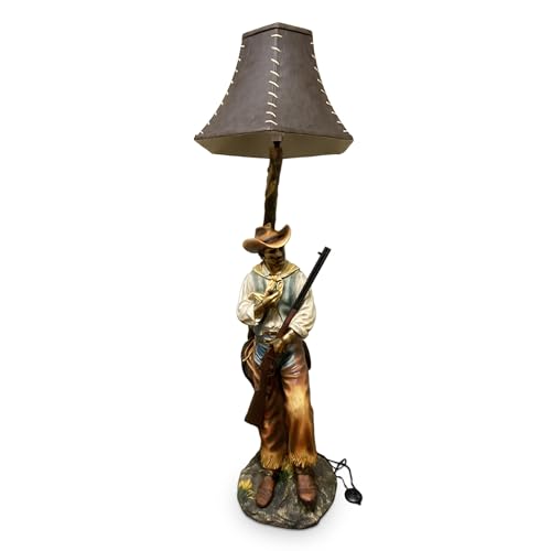Rivers Edge Products Rustic Cowboy Floor Lamp, 64 Inch Tall, Hand Painted Poly Resin, Rustic Home Decor and Unique Room Decor for Living Room or Bedroom, 100 Watt Bulb, Western Cowboy