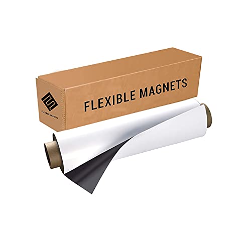 Flexible Vinyl Roll of Magnet Sheets - White, Super Strong & Ideal for Crafts - Commercial Inkjet Printable (2ft x 50ft x 15 mil)