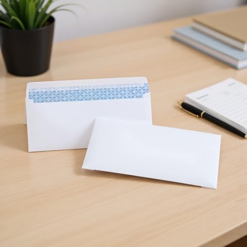 White # 10 Security Envelopes 24 lbs, 100 packs, 2 styles (large blue grid and blank release with glue) for commercial office & home mailing (Large blue lattice release glue envelope-100Ct)