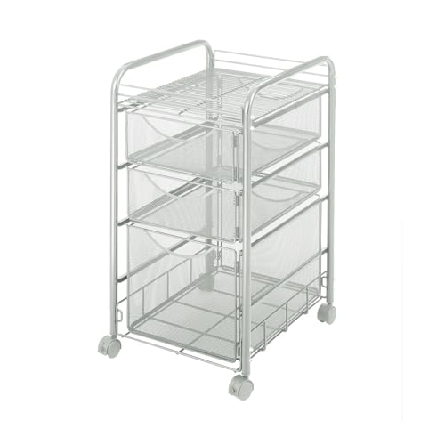 Safco Onyx Rolling File Cart with Large File Drawer and 2 Supply Drawers, Fits Letter-Size Hanging Folders, Durable Steel Construction