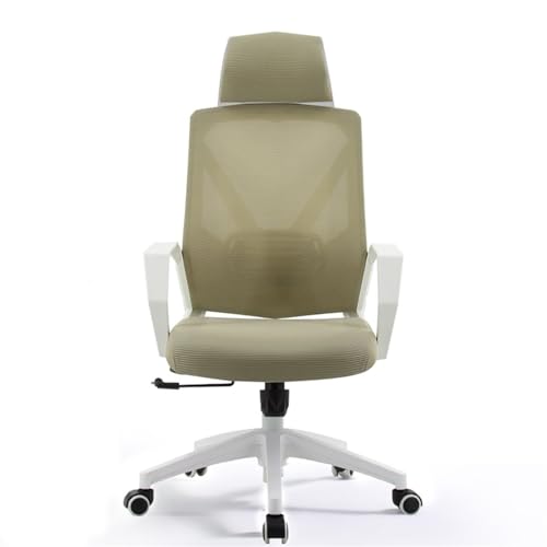 AEYSD-456 Chair Back Support Office Chair Comfortable Home Swivel Chair Conference Mesh High Back Chair with Pillow, Armrests and Wheels, Ergonomic Chair(Beige)
