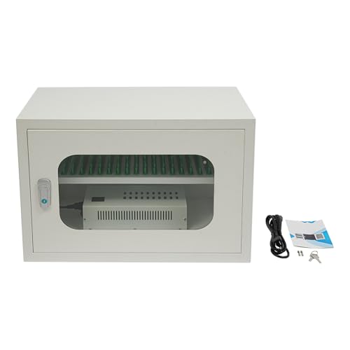 12/20-Unit Charging Cabinet for Laptops & Tablets, Locking Laptop Storage Charging Box, Cell Phone Charging Station for iPad, Tablets for Schools & Offices, Visible Window (White, 20-Unit)