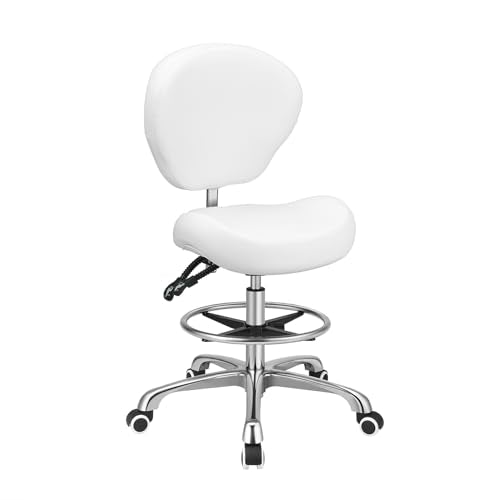 Kaleurrier Adjustable Stools Drafting Chair: with Back Support & Foot Rest