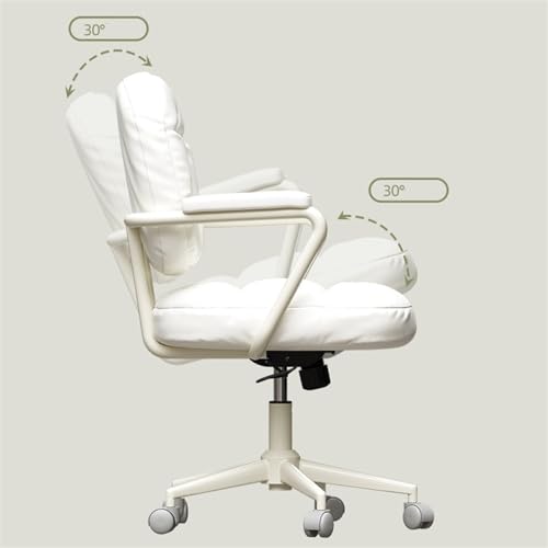 Ergonomic Office Chair Mid Back Leather Desk Chair PU Leather Office Task Chair with Armrests, Adjustable Chair with Wheels, Lift Swivel Chair Office Chair ﻿(Gris)