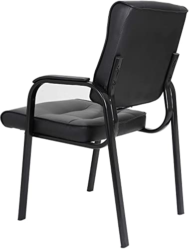 SUPER DEAL Office Guest Chair Bonded Leather Executive Side Chair Reception Chair with Solid Metal Frame Home Office Furniture