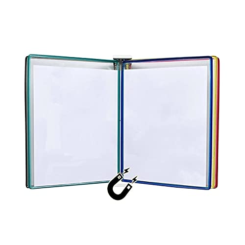 EliteBloom Wall Mount Reference Display System, Hanging Wall File Organizer, A3 Display Folder -, [16.53Inch×11.69Inch] 10 Pockets, Attached to Metal Device,Folders,Color-17.7x13x2IN