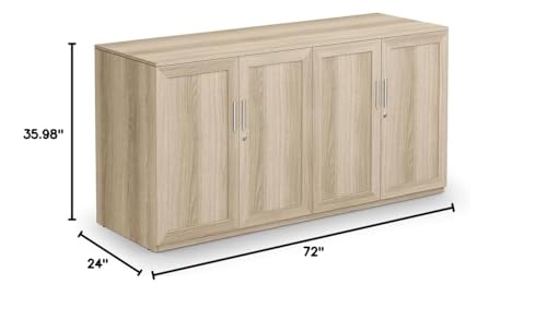 NBF Storage Credenza Office Cabinet for Workspace Organization, Warm Ash
