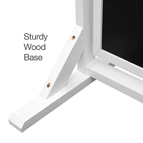 White Handcrafted Chalkboard Sign: Uniquely Designed Wooden Sidewalk Sign Message Board with Double Sided Display. Alternative to A-Frame & Sandwich Board Signs. Use Chalk or Liquid Chalk Markers.