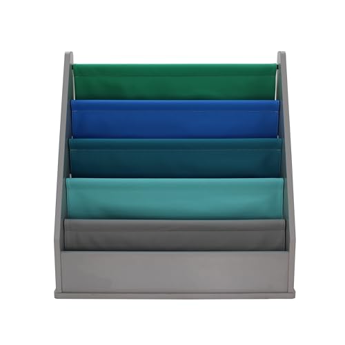 FDP Laminate Children's Sling Book Display Shelf Durable, Easy-Clean Organizer for Daycare, Preschool, Classroom or Home Promotes Early Reading Habits - Gray/Contemporary