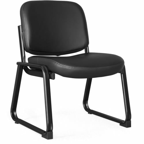 Lorell LLR84597 Deluxe Leather Armless Guest Chair with Plywood & Leather Seat