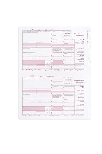 50 1099 MISC Tax Forms Laser Income Set, 1099-MISC 4 Part Tax Forms Pack for 50 Vendor, Compatible with Accounting Software, for 50 Vendors 2025