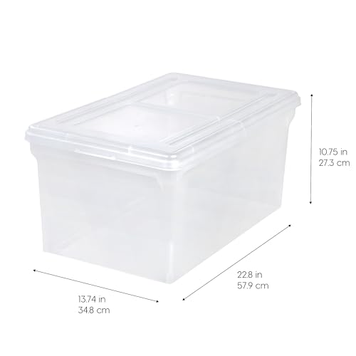 IRIS USA 5-Pack 44 Qt. Letter File Box with Hinged Lid, Clear
