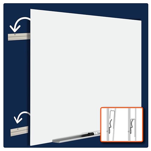 Quartet Magnetic Glass Dry Erase White Board, 8' x 4' Anti-Glare Whiteboard for Wall, InvisaMount Frameless, White (Q019648F03IMW)