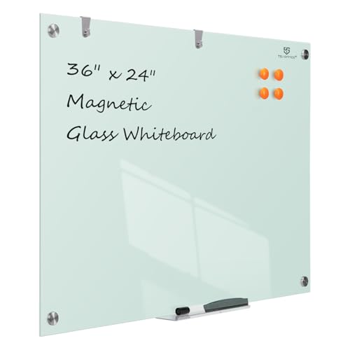 TSJ OFFICE White Board for Wall - 36" x 24" White Glass Board 3 X 2 FT