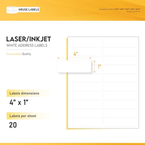 HouseLabels 20-up Shipping Labels (4" x 1")