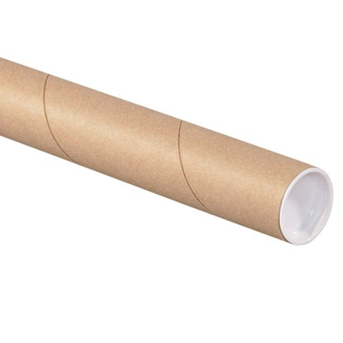 BOX USA Mailing Tubes with Caps, 1.5" x 36", 50-Pack
