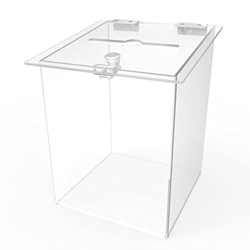 ZEELYDE Donation/Charity/Suggestion Box,Donation Box Clear Box Lock Fundraising Charity Donation Box Clear Acrylic Ballot Box Review Box Ballot Box Suggestion Box