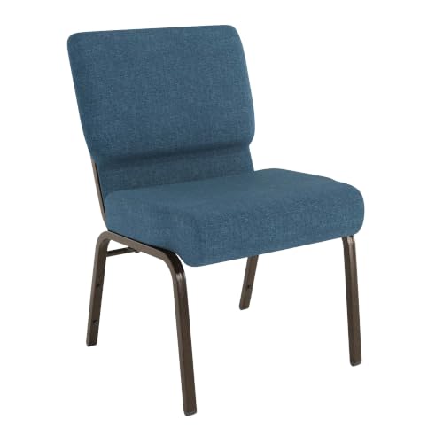 EMMA + OLIVER Blue 21" W Stacking Church Chair, 4-Pack