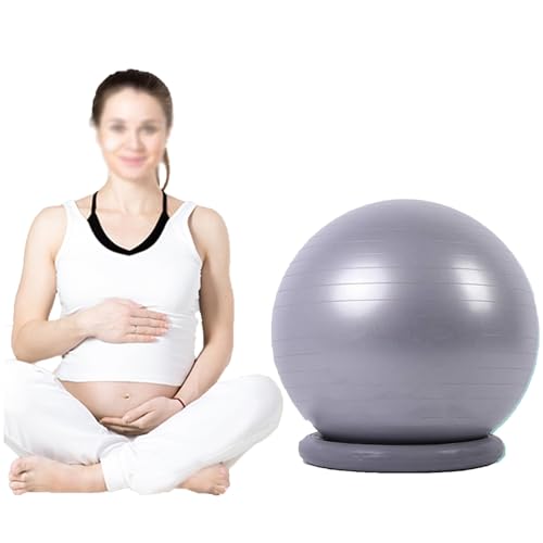 Yoga Ball Chair Birthing Ball Chair for Pregnancy, Yoga Ball Seat for Back Pain Relief, Exercise Ball Chair with Base, Balance Ball Chair for Office Home ( Color : Light Gray , Size : Diameter 55cm (