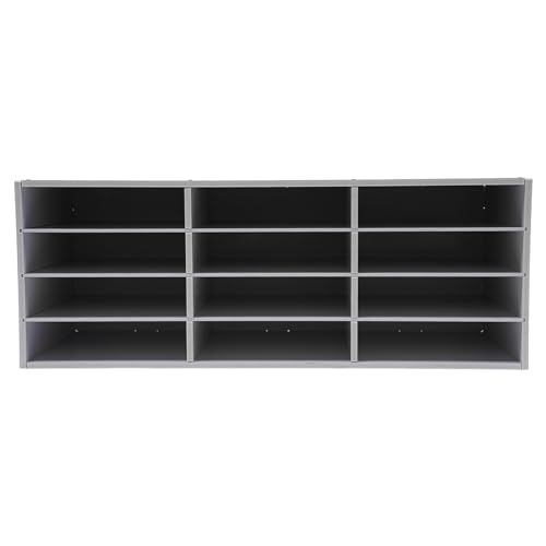 MhdunueSK Mail Sorter, 12 Compartments Paper Organizer Storage, Wood Literature Organizer, Mailbox for Classroom, File Sorter for Home Library Office (White)