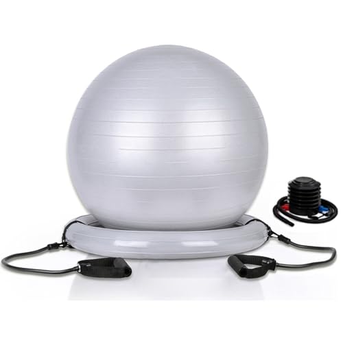 Exercise Ball Chair With Resistance Bands For Home Office Yoga Stability